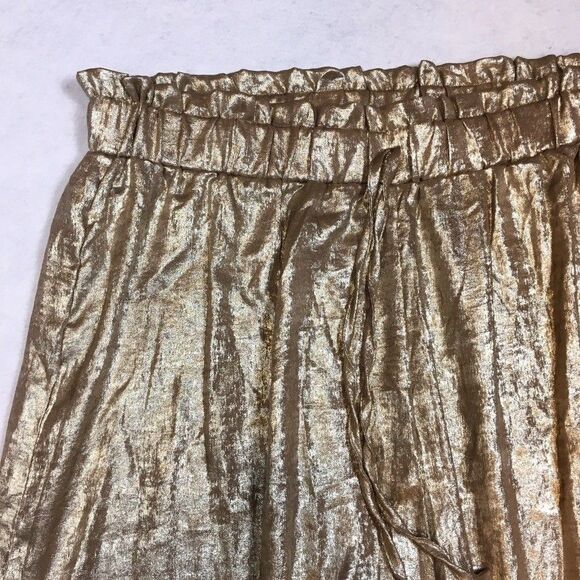 Shein Curve Womens 2XL Wide Leg Palazzo Lounge Pants Gold Glam Paperbag - Picture 2 of 8